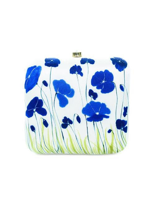 Blue Poppy Floral Clutch