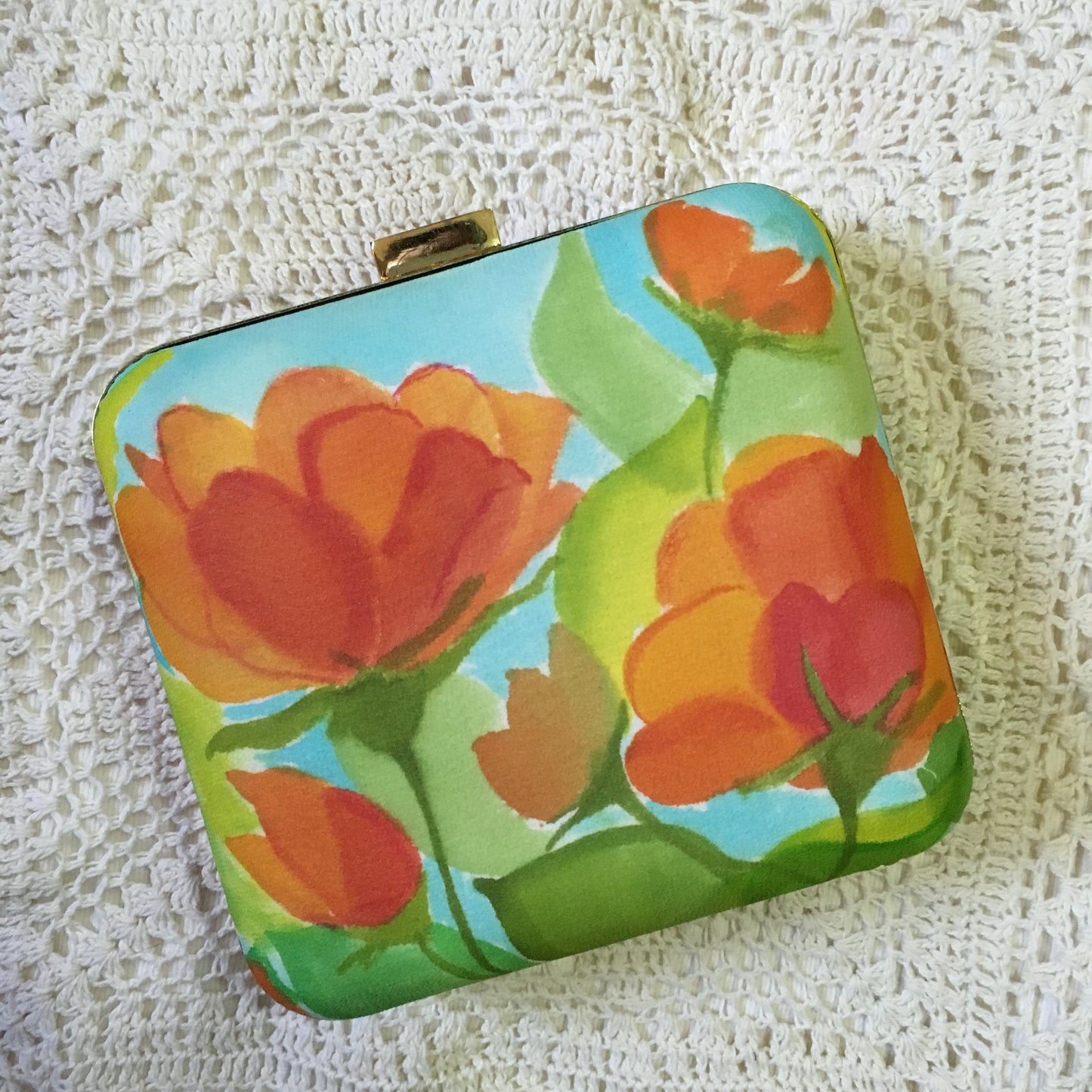 Orange Camellia Clutch